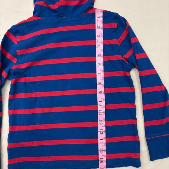 J.Crew Factory Crewcuts Blue and Red Boys Striped Hooded Shirt Size XS 4 - 5 - Picture 6 of 8